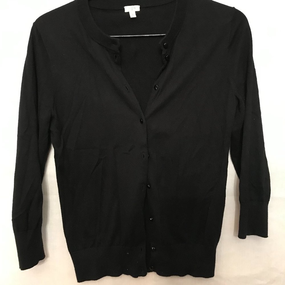 J. Crew Black Button Up Mid Sleeve Cardigan - S